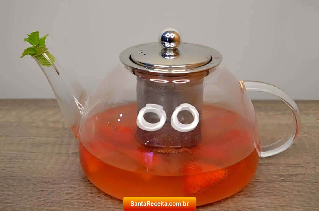 Chá de Morango com Hortelã