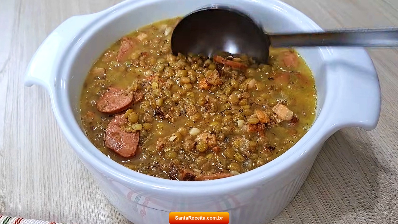 Lentilha com Calabresa e Bacon